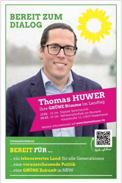 Thomas Huwer - GRÜNER Direktkandidat Niederkassel - Termine zum Kennenlernen