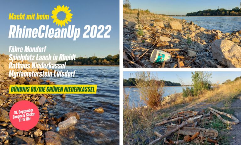 Macht mit beim RhineCleanUp am Samstag, 10. September 2022 – Gemeinsames Müllsammeln entlang des Rheinufers